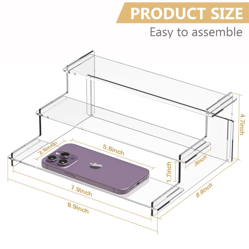 Suneerplay Acrylic Risers Display Stand, 3 Tier Cupcake Holder, Clear Perfume Organizer Stand, Display Shelf for Figures and Collection, Dessert Shelves for Party, Display Risers for Decoration and Organizer - Image 2